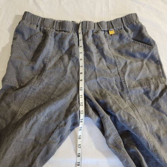 Ellen Tracy Women SZ L 100% Linen Elastic Waist Crop Pull On Cargo Pocket Pants - Picture 12 of 14